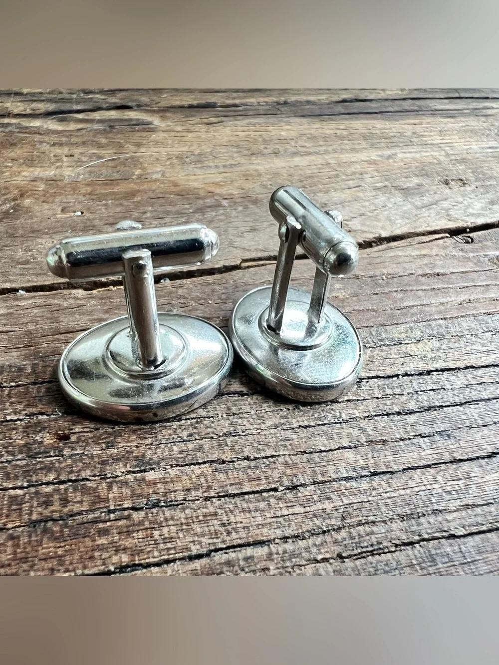 Monogram 'M' Black and Silver Oval Cufflinks